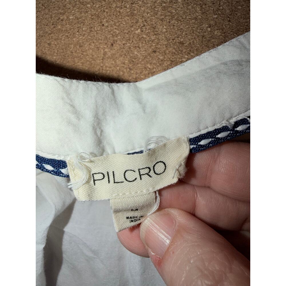 Pilcro white cotton viscose blend peasant blouse top button medium cottagecore - Picture 3 of 7